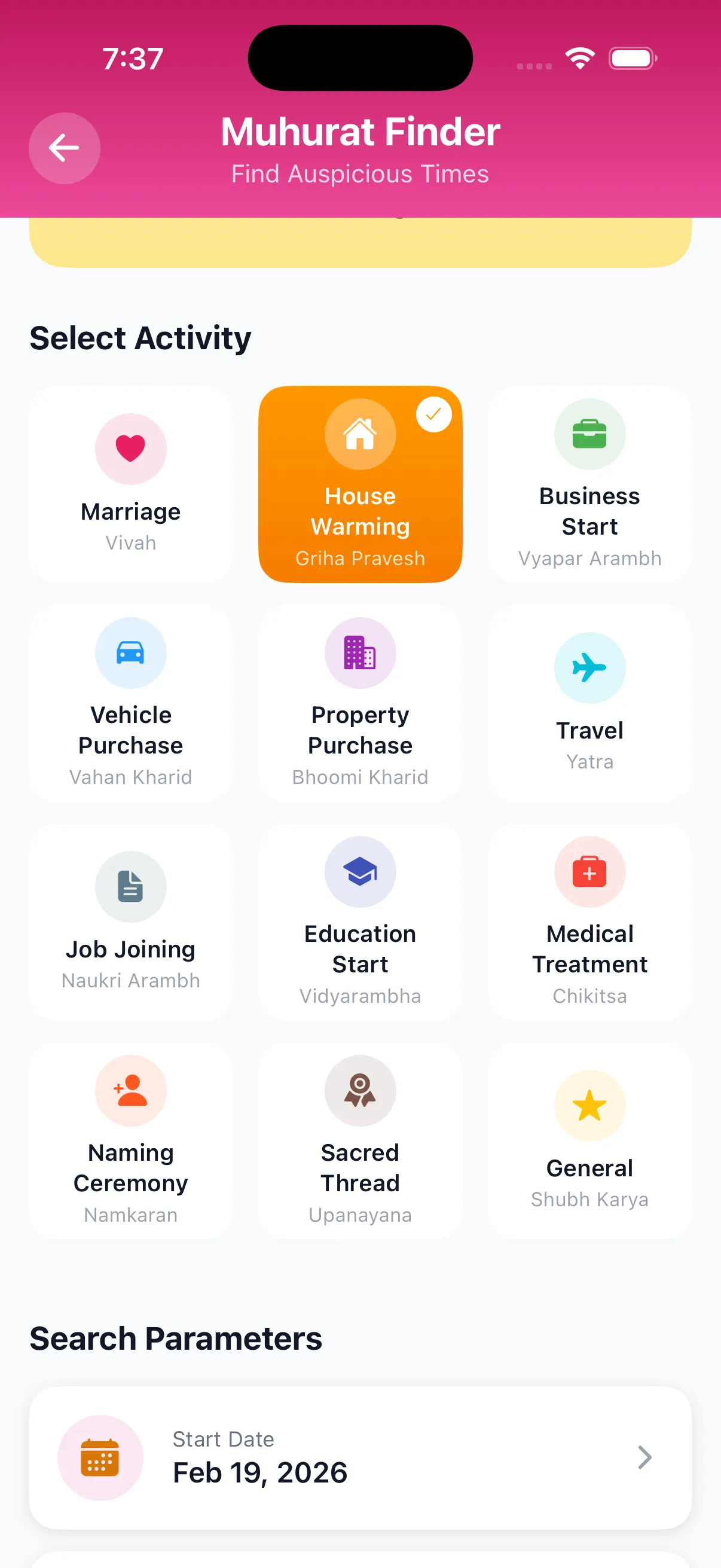 Muhurat Finder — Auspicious Timings for Marriage, Business, Travel and More